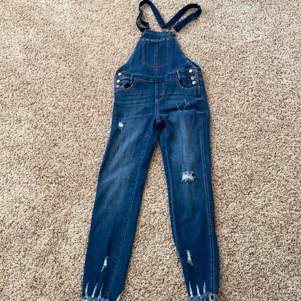 Skinny Jean Distressed Jean Overalls